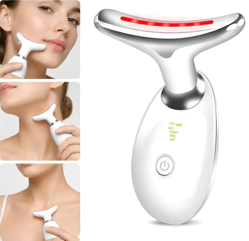 SKIN MASSAGE LED™ | Massageador Facial e Cervical com Aquecimento, Vibração e Fototerapia LED