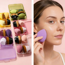 Kit 4 Peças Conjunto Pincel Esponja de Maquiagem, 2 Pincéis Para Base + 2 Esponjas De Maquiagem, Uso Úmido E Seco