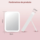 Espelho de Maquiagem LED Recarregável USB - 3 Camadas com Toque Sensível e 3 Níveis de Iluminação