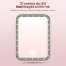 Espelho de Maquiagem LED Recarregável USB - 3 Camadas com Toque Sensível e 3 Níveis de Iluminação